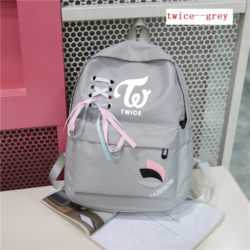 Balo thời trang new twice Bts Exo KPop Got7 backpack woman school bags Công suất lớn Ruy băng