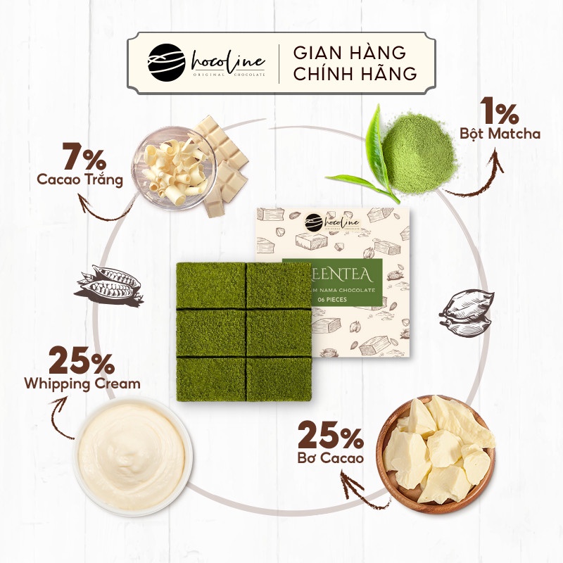 Socola Tươi Chocoline Combo 3 Hộp Mini Vị Matcha Trà Xanh, Vị Cafe, Vị Kem Sữa Baileys - Hàng Chính Hãng