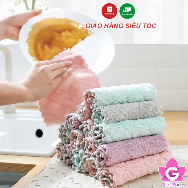 Combo 2 cái khăn vải đa năng lau bàn, lau tay, rửa chén, lau bếp, không dính, không xơ - giao màu ngẫu nhiên