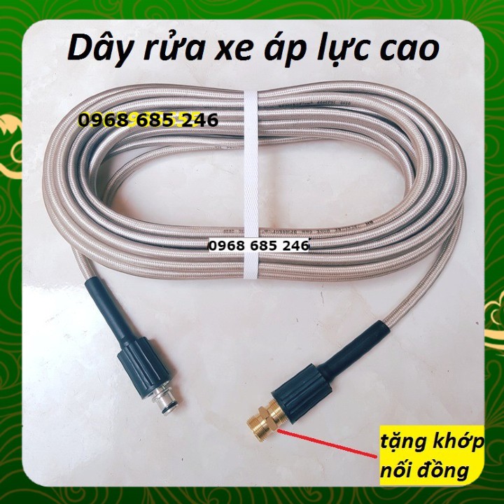 Dây rửa xe 10M ,15M , 20M áp lực cao 2 đầu to tặng kèm khớp ĐỒNG Dây áp lực xịt rửa điều hòa