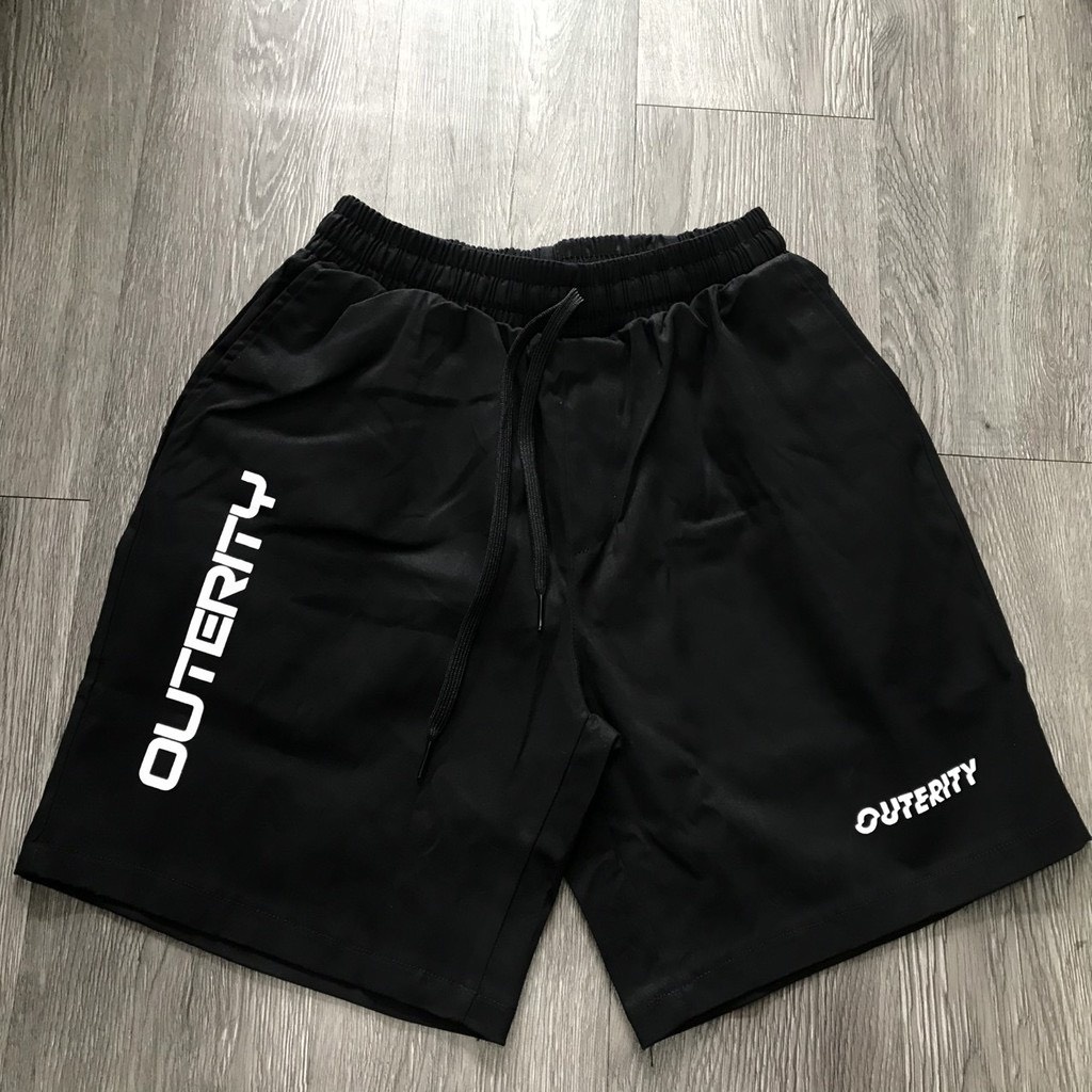 Quần short kaki nam nữ cạp thun in chữ Outerity – Unisex 2022