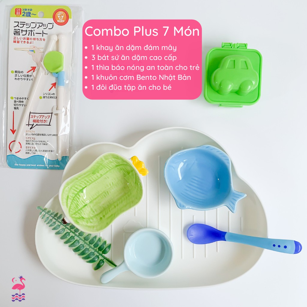 Bộ Bát Ăn Dặm Cho Bé - Bộ Dụng Cụ Ăn Dặm Kiểu Nhật -  Đồ Dùng BLW Baby Led Weaning Cho Bé