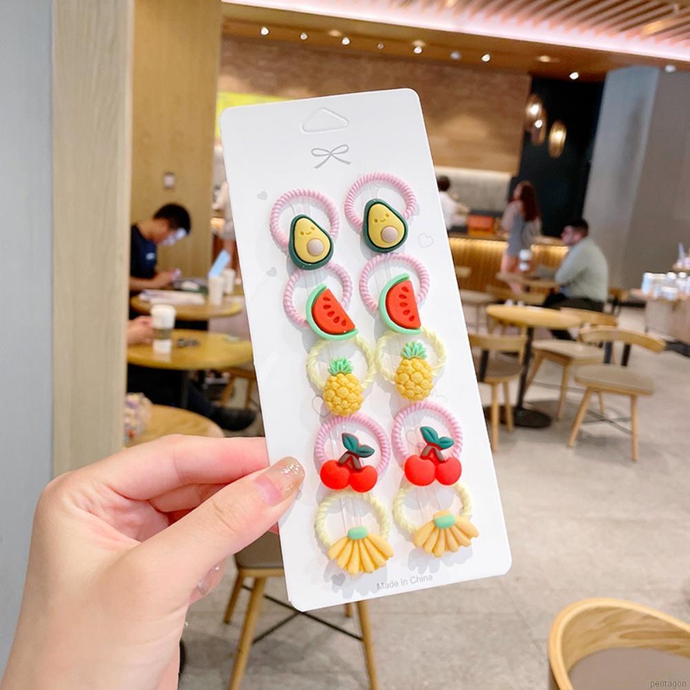 Set 10 dây cột tóc hình trái cây/ hoa/ động vật dễ thương cho bé gái