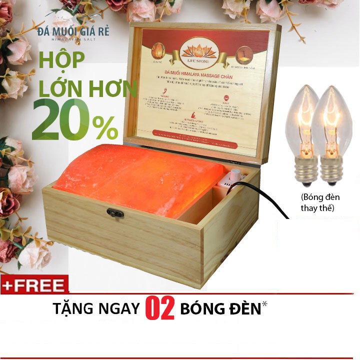 Hộp Đèn Đá Muối Himalaya Mặt Cong Massage Chân (Loại cao cấp)