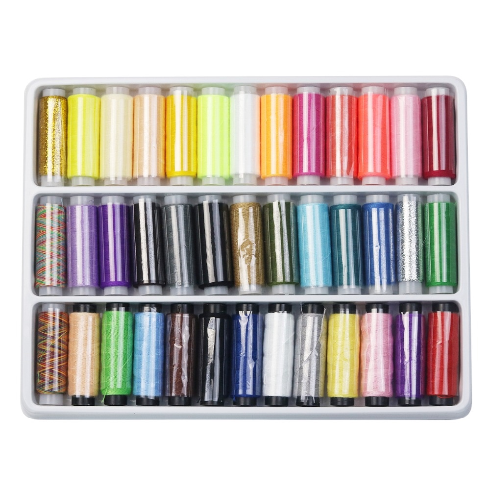 1Set 39 Color Sewing Thread Set 200 Yards Durable Polyester Embroidery Thread Sewing Machine Manual Sewing Thread Suitable for Manual Sewing Clothing