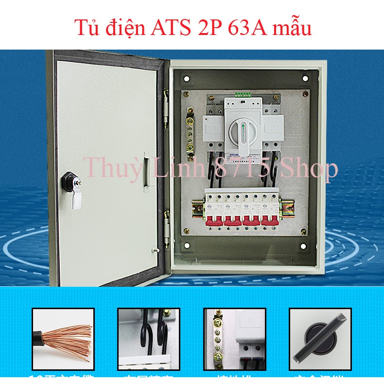 Cầu dao đảo chiều tự động bộ chuyển nguồn ATS 2P 63A Gechele - bộ chuyển đổi 2 nguồn điện tự động - Esmarthome