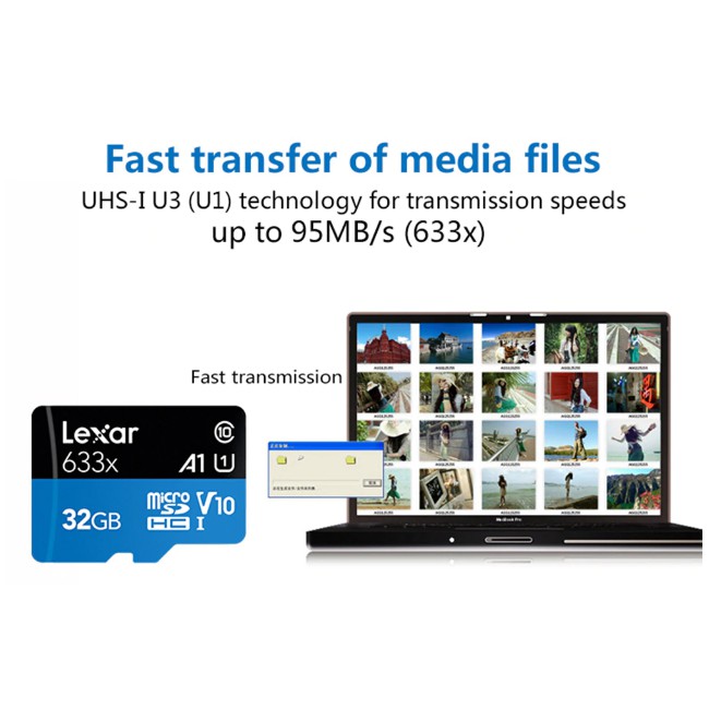 Thẻ nhớ Lexar Micro SDHC 32GB 633X 95MB/s A1 dành cho Camera hành trình, Gopro,Cam thẻ thao,Camera IP ..