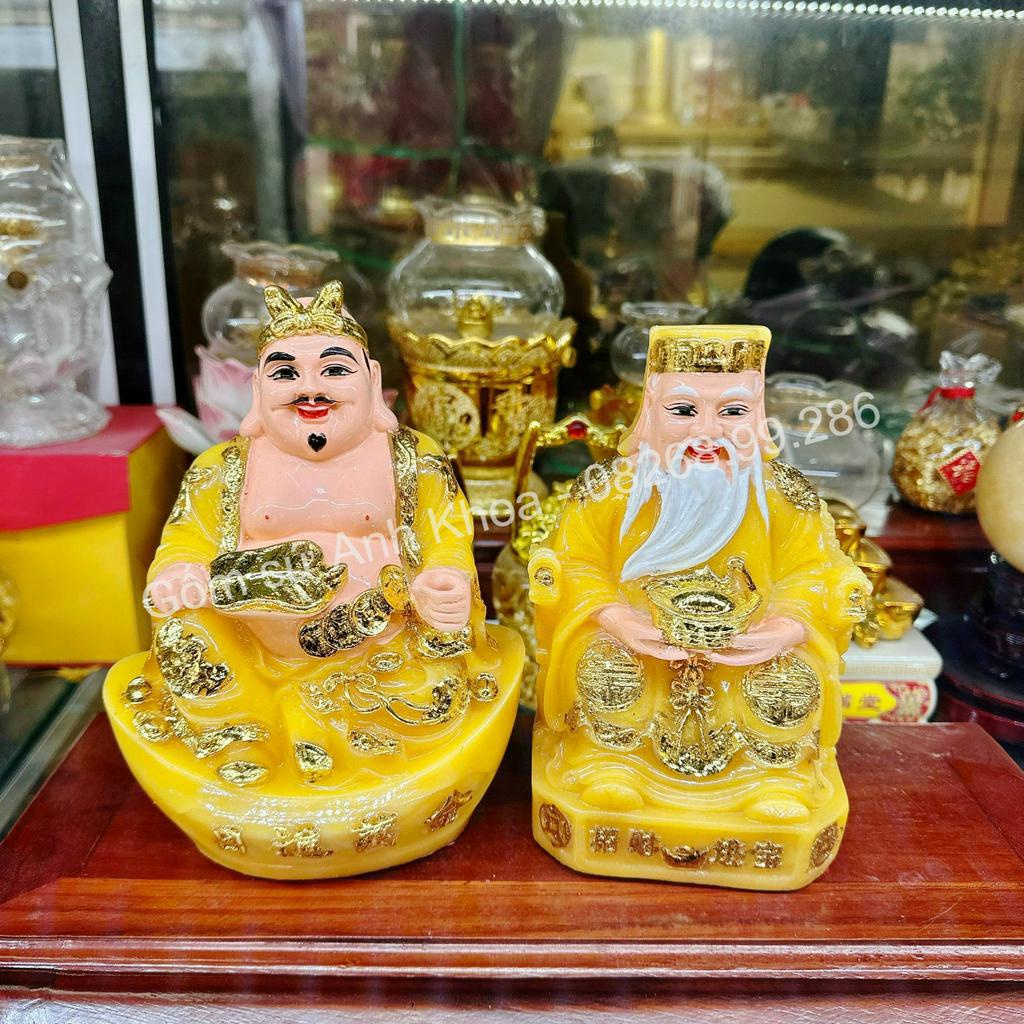 Bộ Tượng Thần tài- Thổ địa bày ban thần tài ( đỏ-vàng-xanh) gomsudecor21