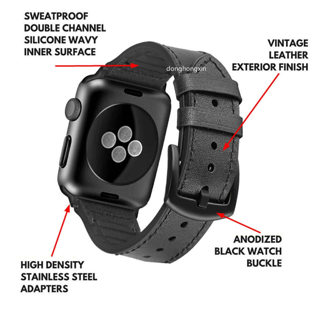 Dây Đeo Bằng Da Thật 40/44/38/42mm Dành Cho Đồng Hồ Thông Minh Apple Watch Series 8 7 6 SE 5 4 3 2 41mm 45mm Ultra 49mm