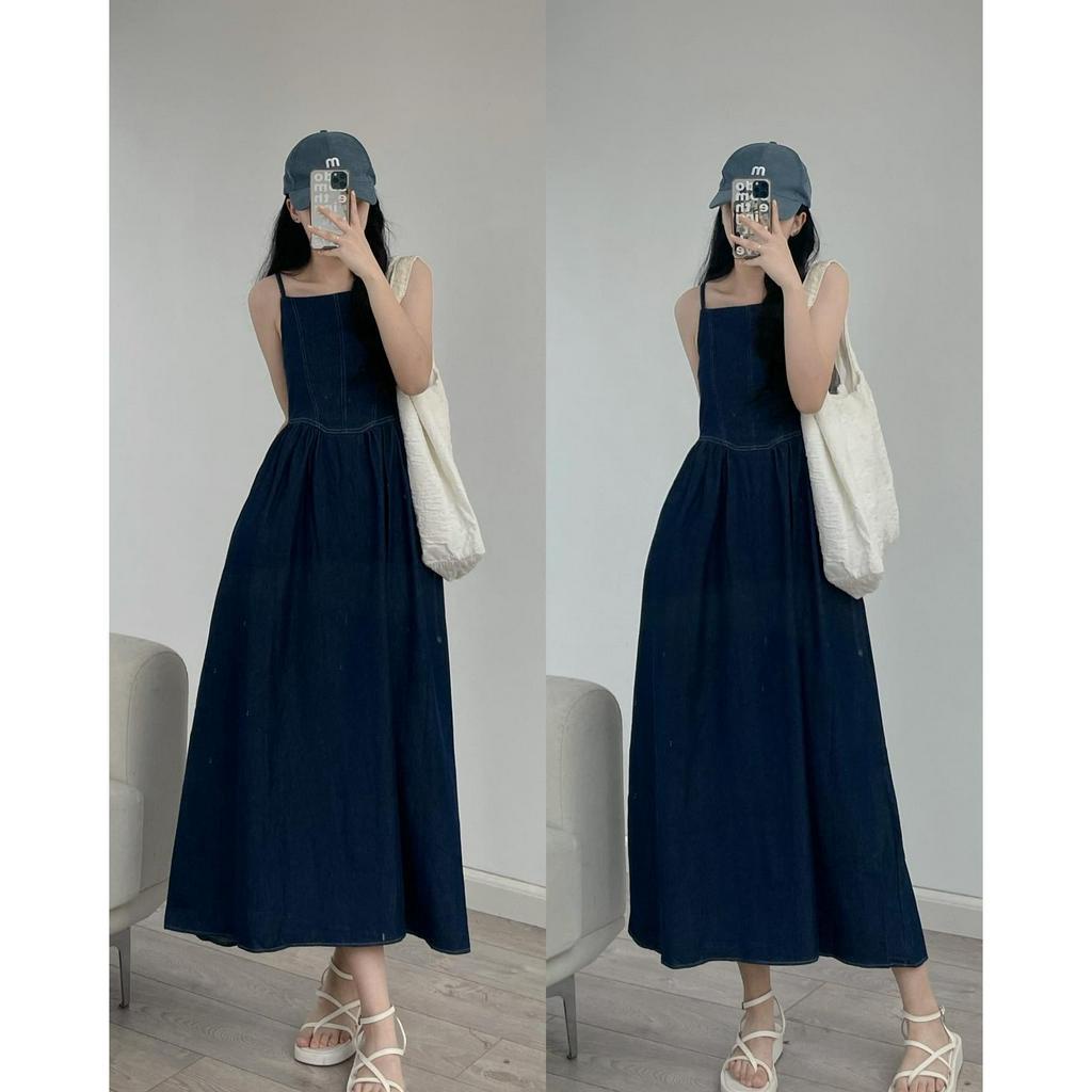 Váy jean coset 2 dây khóa sau chiết eo MUỐI Yem08666 P0/k7