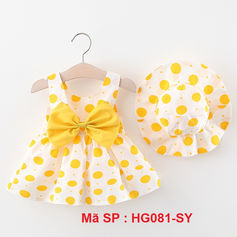 0 - ⚡  Siêu Sale hàng mới về ⚡ - Váy đầm bé gái mùa hè họa tiết chấm bi có nơ ngực dễ thương - HG081