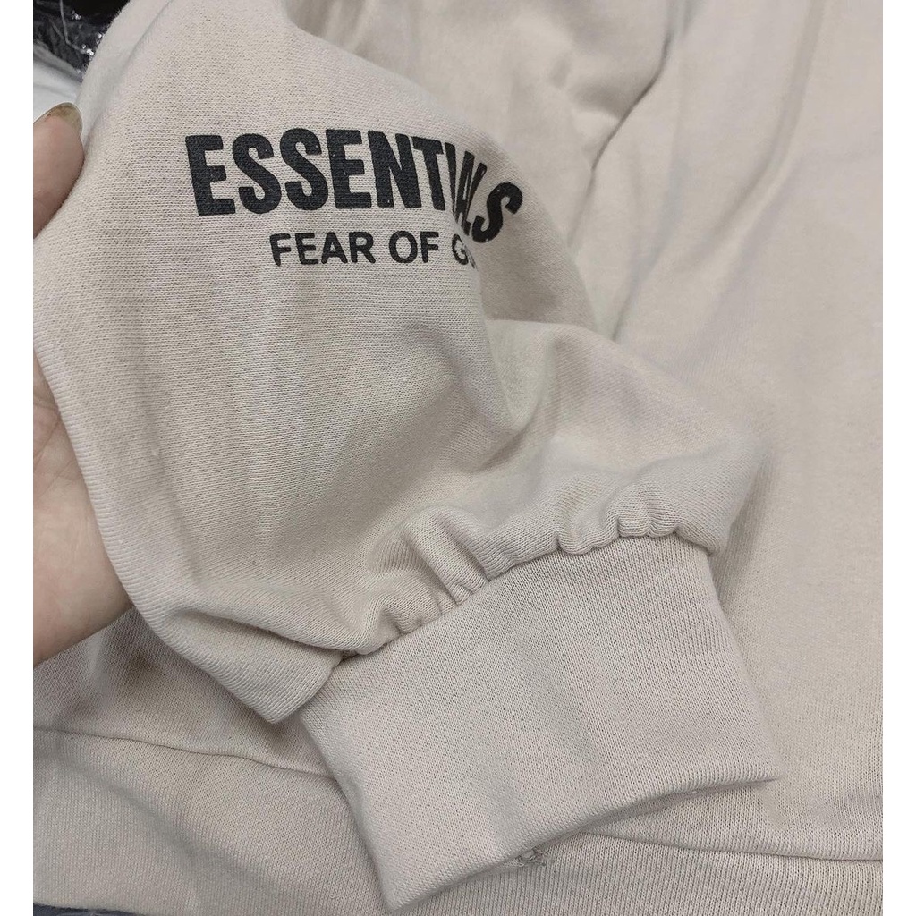 Áo Hoodie Essential Unisex Nam Nữ nỉ bông dày dặn màu be Oversize phong cách Hàn Quốc Ulzaang | BigBuy360 - bigbuy360.vn