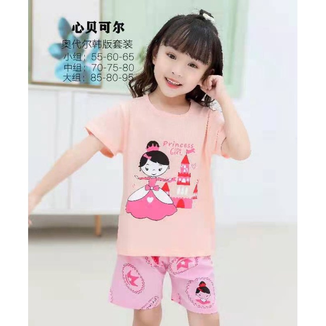 (16-23KG)Bộ cộc tay xuất Hàn cotton lạnh Quảng Châu cho bé GÁI sz nhỡ (70-75-80)- Bảng màu 2022