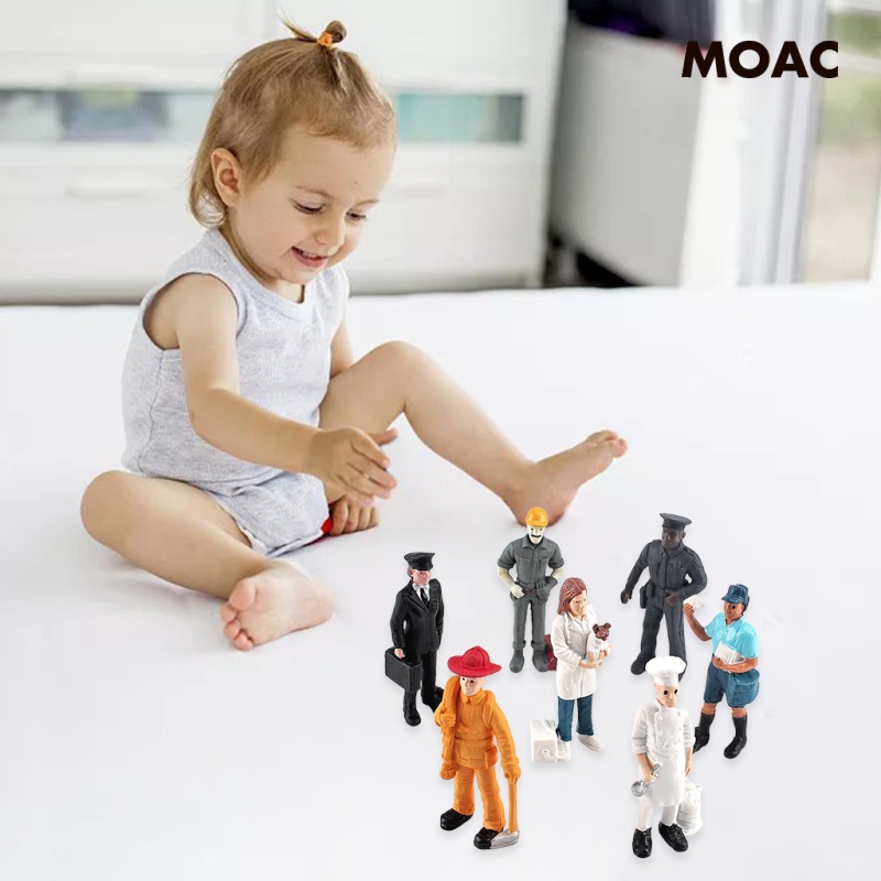 7Pcs Miniature People Model Figurines Firemen Pilot Layout Decor Toy Mini