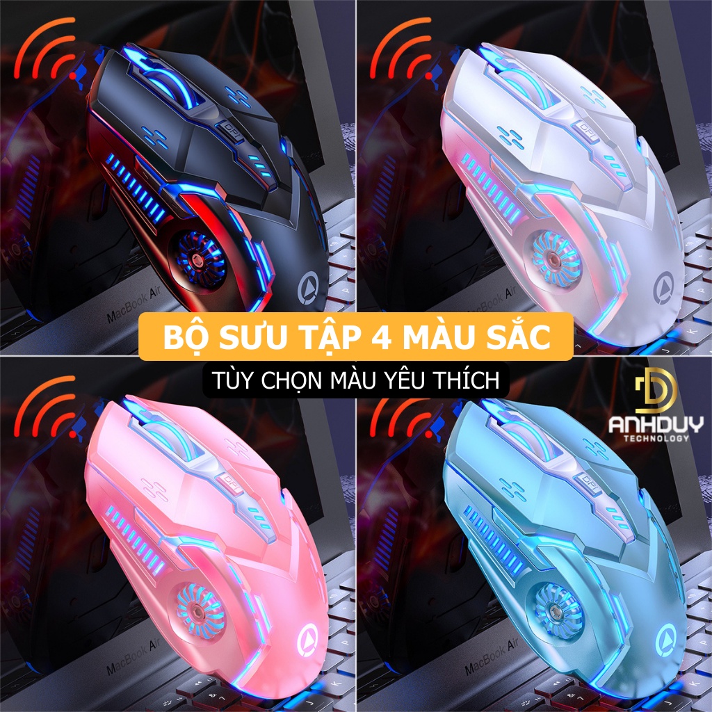 Chuột không dây gaming Yindiao A9 click silent 3200 DPI Led 7 màu pin sạc phù hợp chơi game văn phòng học tập giải trí