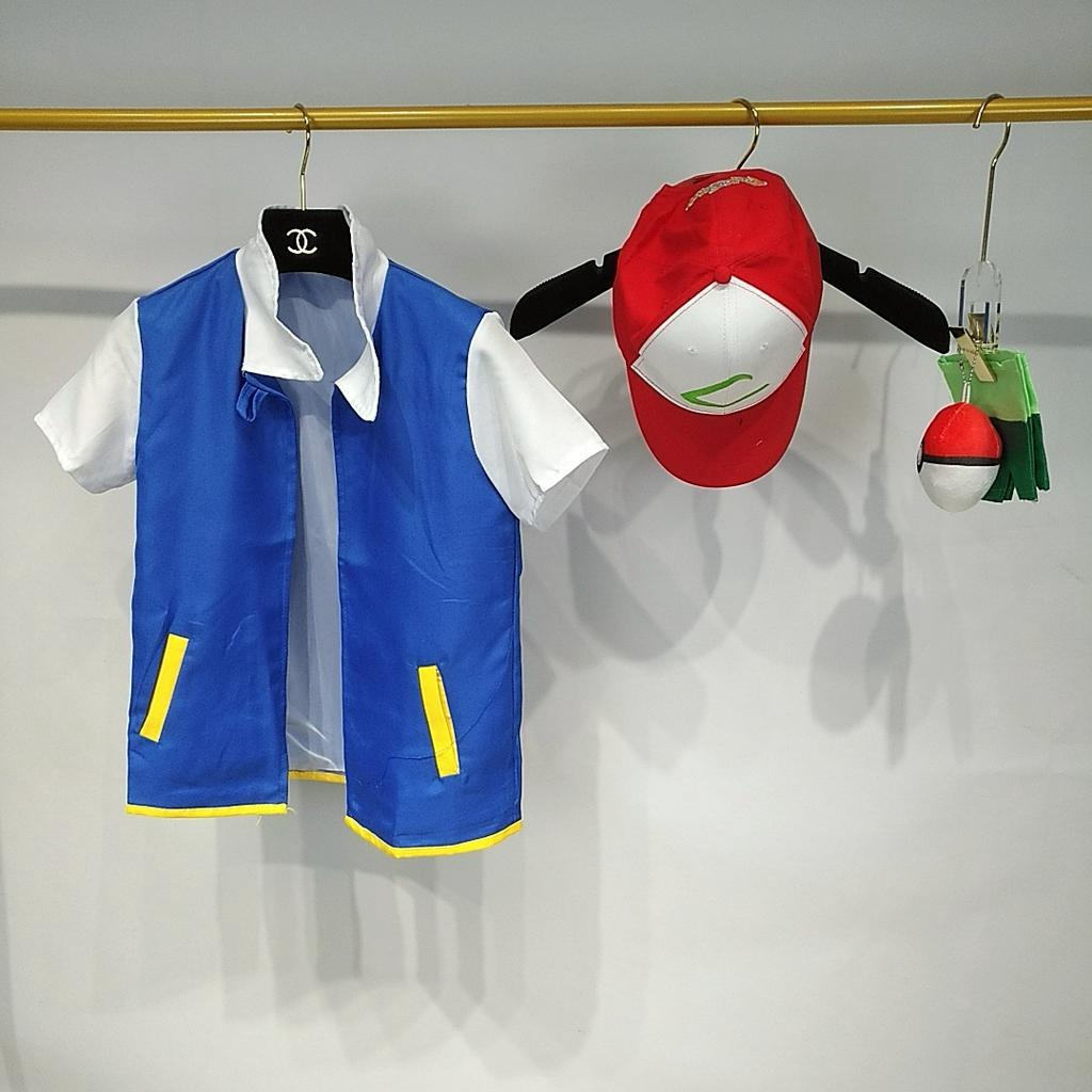 Set Áo Khoác Và Nón Cosplay Pokemon Màu Xanh Tro Cho Nam