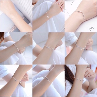 Lắc tay bạc thiết kế đơn giản phong cách Hàn Quốc