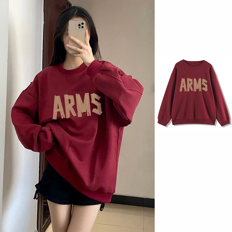 NUZIRO  Áo Sweater Dáng Rộng Cổ Tròn In Họa Tiết Đơn Giản Thời Trang Mùa Thu Mới Cho Nữ