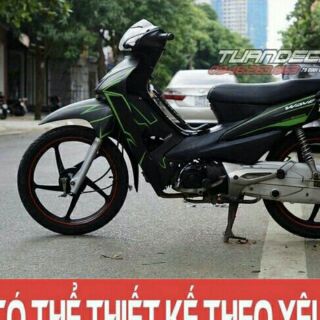 Tem trùm xe wave 2019 đen chỉ xanh