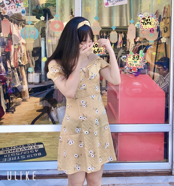 Váy caro hoa nhí tặng kèm turban style dễ thương kẹo ngọt ( ảnh thật) | BigBuy360 - bigbuy360.vn