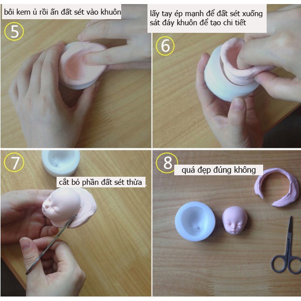 Khuôn Ép Mặt Tượng Chibi Búp Bê Figure Polymer Clay, Đất Sét Nhật Thái số 14