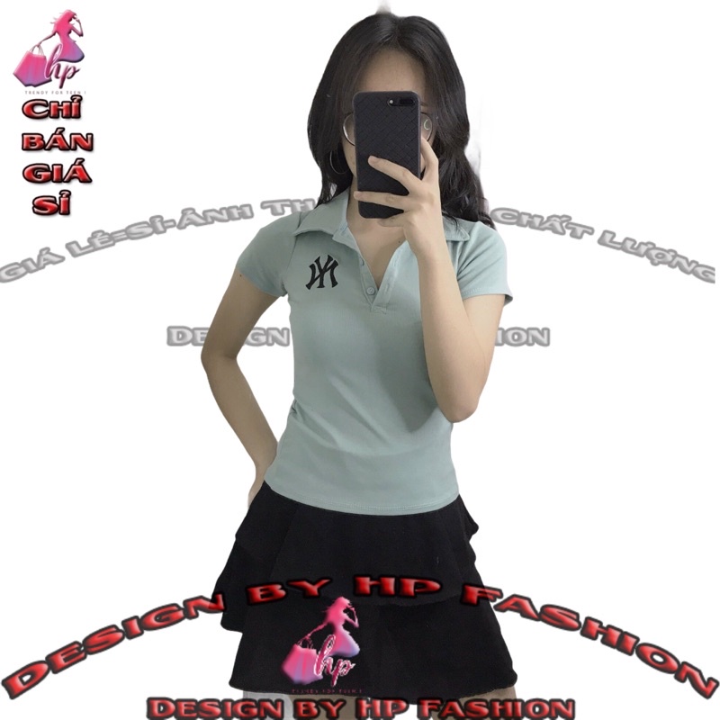 Áo thun nữ ôm body cổ bẻ polo thêu  phong cách hàn quốc cực dễ thương mẫu mới thời trang 2021 | BigBuy360 - bigbuy360.vn