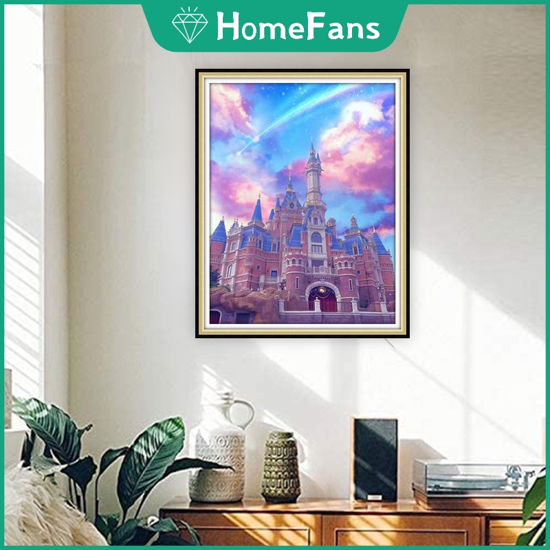 Bộ Tranh Đính Đá 5D Tự Làm Hình Lâu Đài Disney 30x40cm / 40x50cm Trang Trí Nhà Cửa