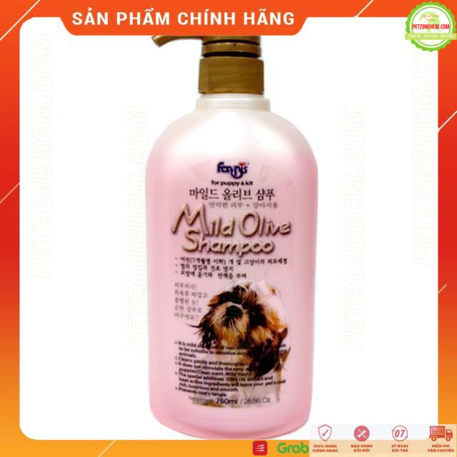 Sữa tắm cho chó mèo con FORCANS 🎁 FREESHIP 20K 🎁 MILD OLIVE dùng cho da nhạy cảm dưới 7 tháng tuổi | Hàn Quốc 750ml