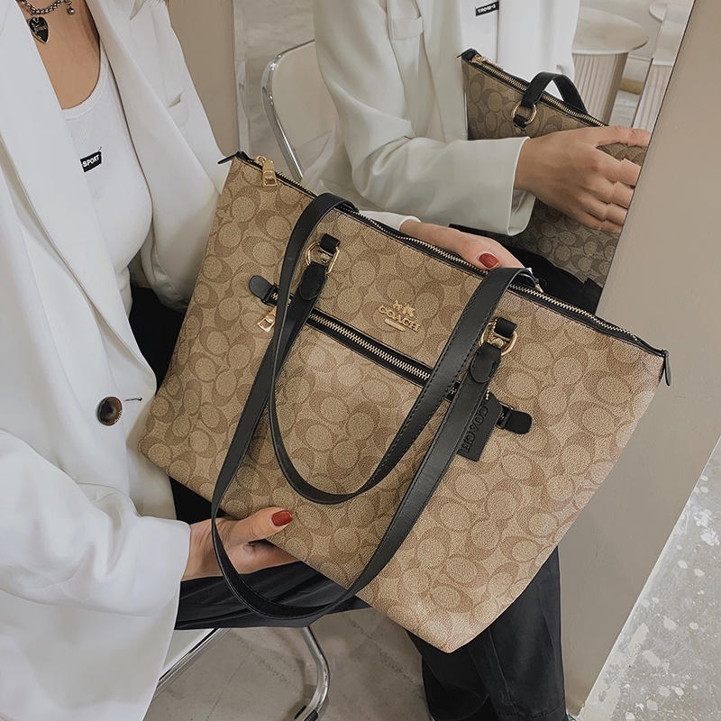 Túi Tote Coach Dành Cho Nữ Da Không Thấm Nước Túi Xách Văn Phòng Công Suất Lớn Cổ điển Đọc Sách Túi đeo Vai Đa Năng