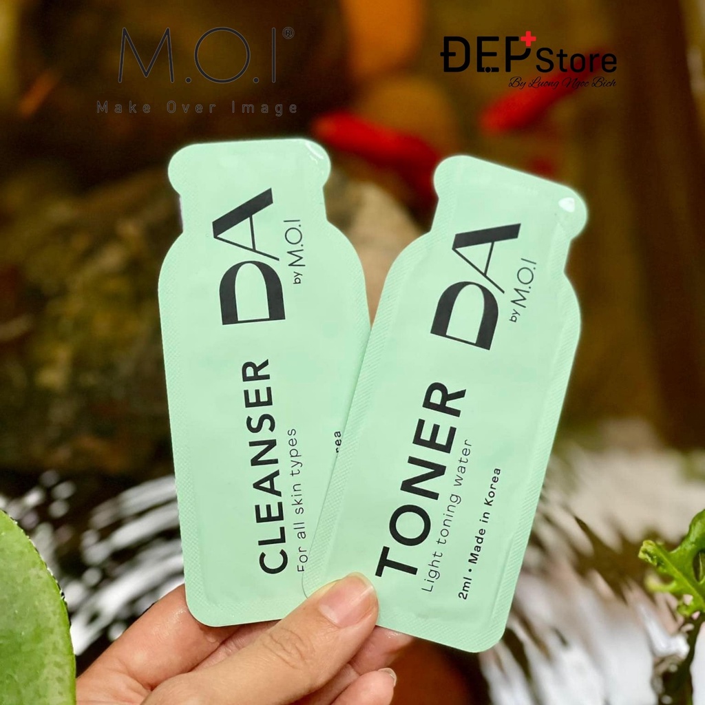 Set dưỡng da DA by M.O.I gồm toner và sữa rửa mặt 1,2ml