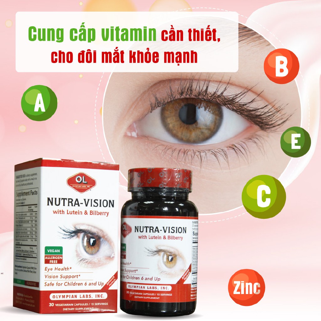 Viên Uống Bổ Mắt OLYMPIAN LABS Nutra-Vision Tăng Cường Thị Lực, Cho Đôi Mắt Khoẻ Mạnh 30 Viên