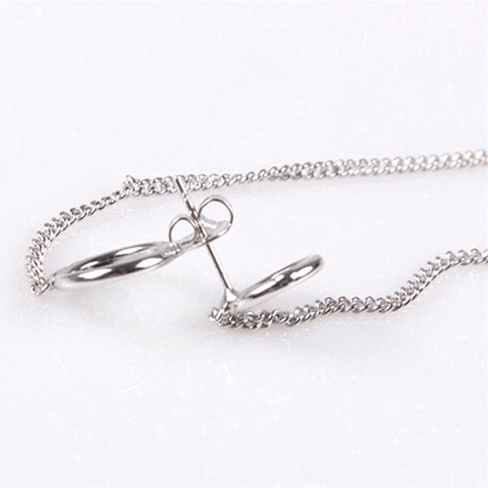 Set 2 bông tai thiết kế 2 vòng nhẫn và sợi xích phong cách BTS cho unisex