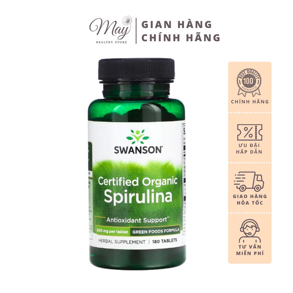 Viên Uống Swanson Certified Organic Spirulina Tảo Xoắn Hữu Cơ Chống Oxy Hóa (180 Viên/Lọ)