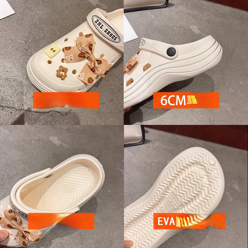 Dép Sandal Đục Lỗ Đế Dày Tăng Chiều Cao Họa Tiết Hoạt Hình Màu Kẹo Dễ Thương