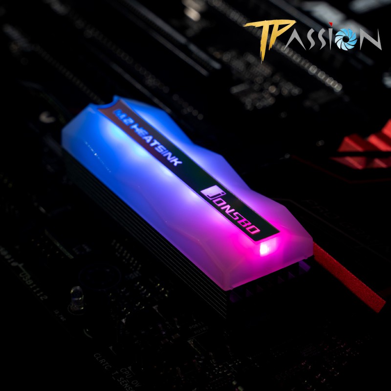 Tản nhiệt SSD M2 Jonsbo LED RGB tự động - hiệu năng cao, hiệu ứng màu Rainbow tuyệt đẹp, không cần cổng RGB main hỗ trợ