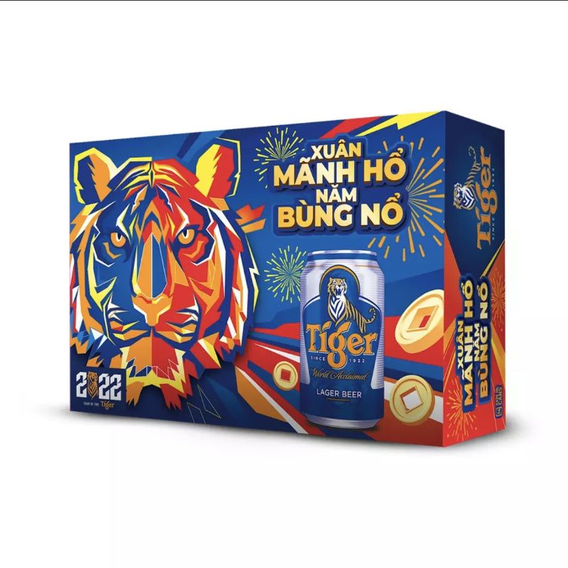 (Q.11) Thùng bia Tiger 24 lon 330ml - Mẫu trúng thưởng & Bao bì Xuân & Thường (hỗ trợ Nowship)