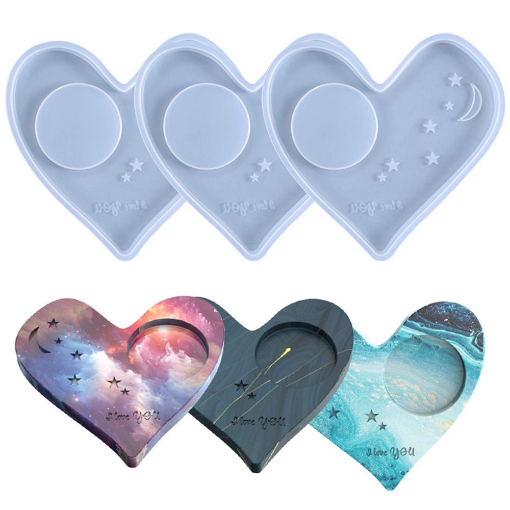 ELEGANT Khuôn Silicone Làm Đế Lót Ly Hình Trái Tim / Mặt Trăng