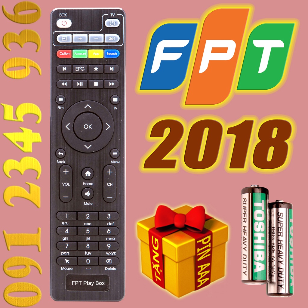 Điều khiển FPT đời 2018 có "Học Lệnh'' cho đầu kỹ thuật số TvBox Android. (Mẫu số 3)