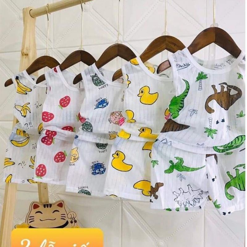 sét 9 bộ cotton giấy ba lỗ cho bé trai bé gái siêu mát