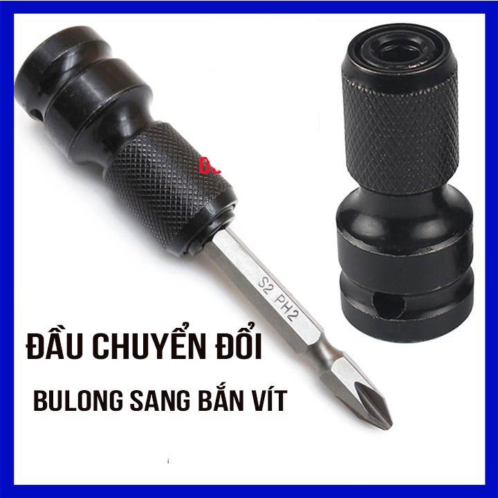 Đầu Chuyển Bu Lông Khẩu 1/2 Sang Bắn Vít Chuôi Lục Giác 6.35mm dài 50mm