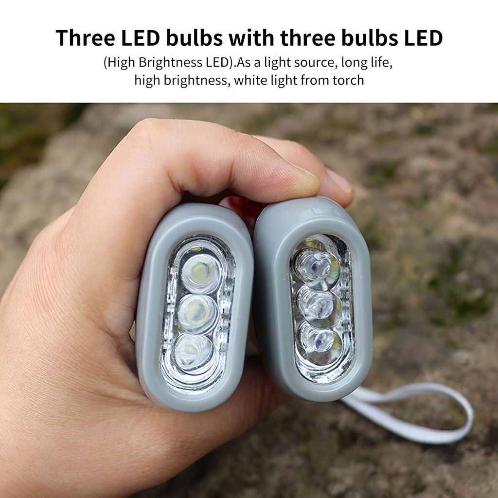 3 LED Hand Pressing Dynamo Crank Power Flashlight Torch Light Transparent LED Hand Press Environmental Crank Camping