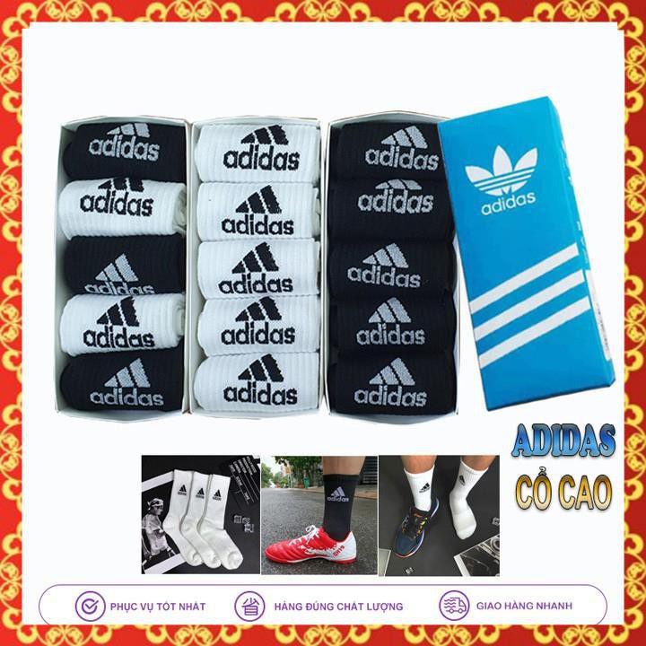 Hộp 5 Đôi Tất Adidas Cao Cổ, Vớ Thể Thao Hàng Xuất Dư Cao Cấp Quà Tặng - Bán Buôn Bán Lẻ