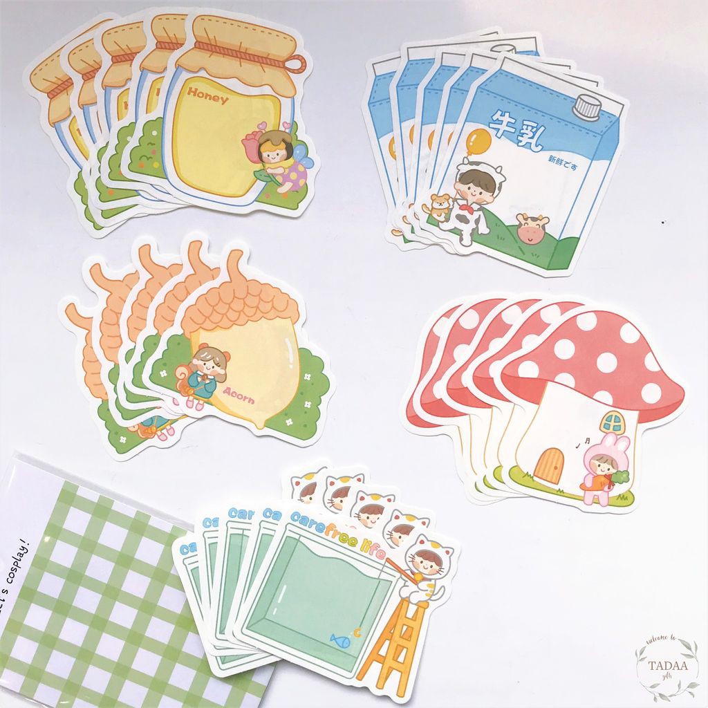 Set 25 giấy trang trí cute dễ thương hình kẹo, kem, trà sữa, yagurt dùng để dán sổ tay DIY, nhật ký, bullet journal