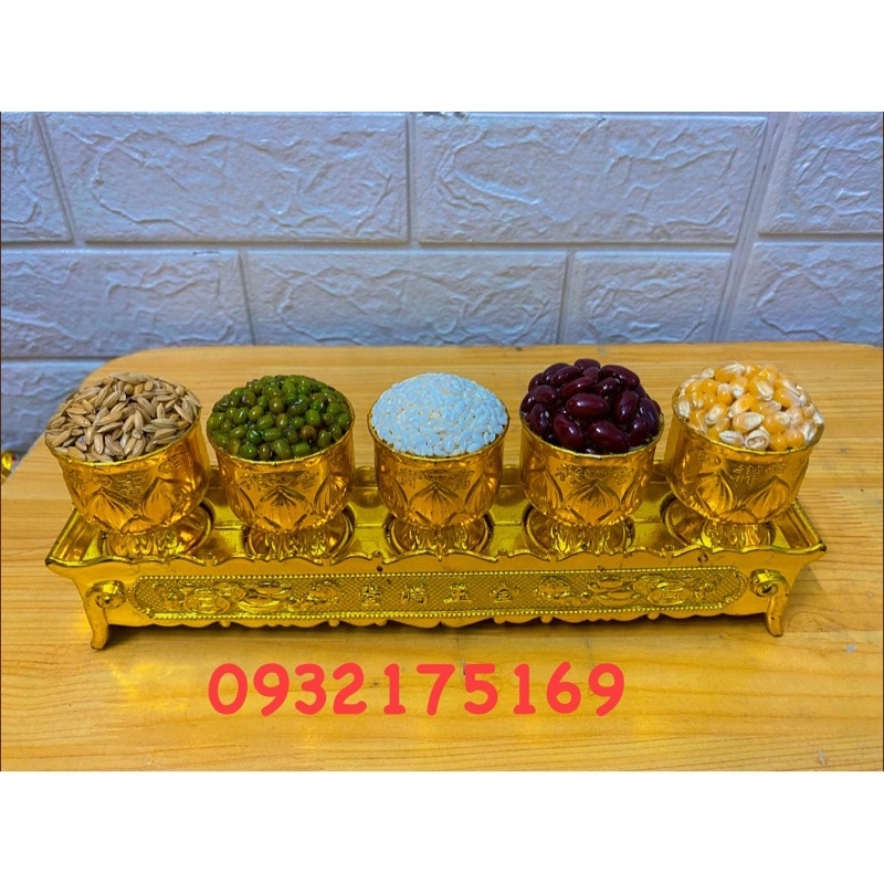 Khay ngũ đậu ly vàng chiêu tài lộc size to