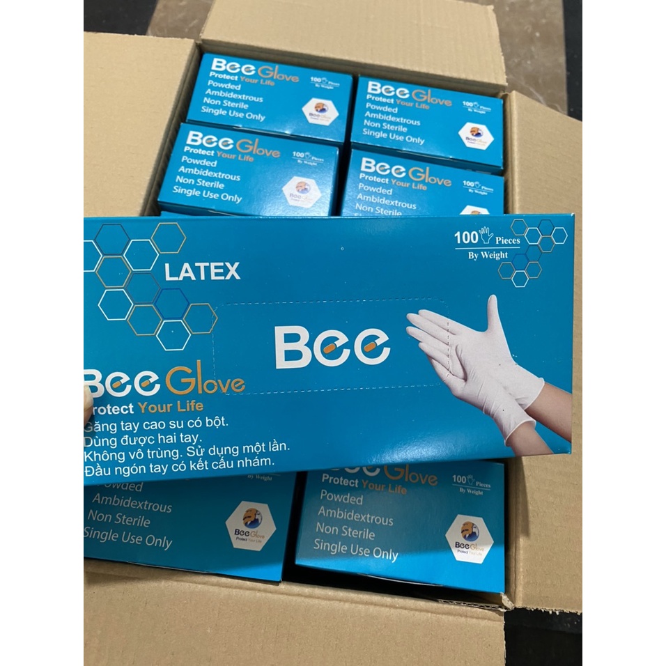 GĂNG TAY Y TẾ LATEX CÓ BỘT - BEEGLOVE (HỘP 100 CHIẾC)