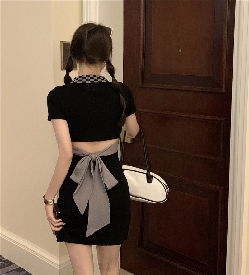 Đầm Tay Ngắn Thắt Nơ Lưng Phong Cách Mùa Hè 52819