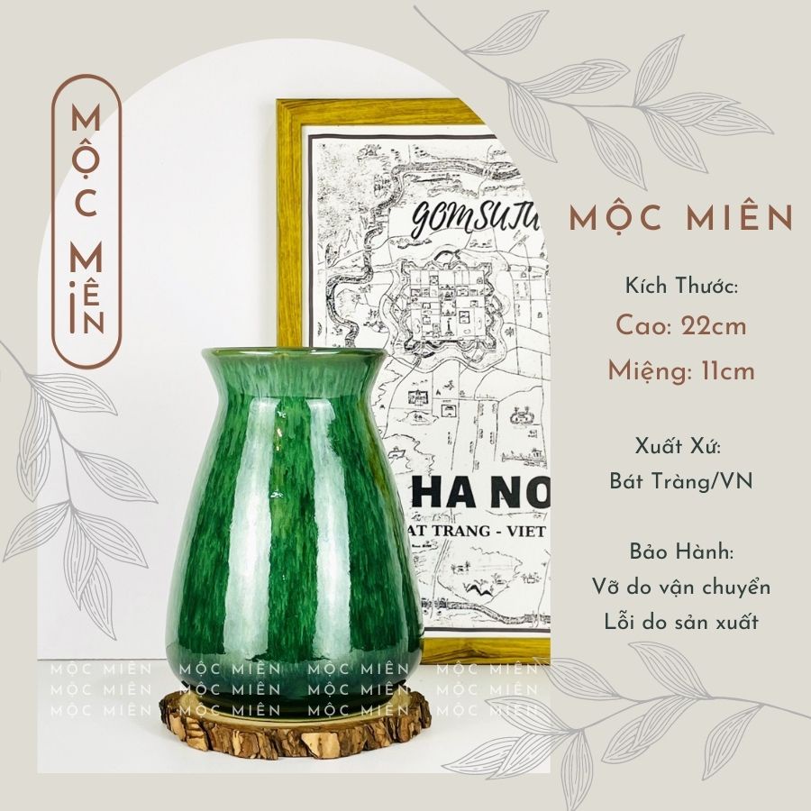 Bình hoa gốm sứ men hoả biến Rêu Xước cỡ Nhỡ lọ hoa decor trang trí nhiều mẫu, Mộc Miên, gôm sứ bát tràng