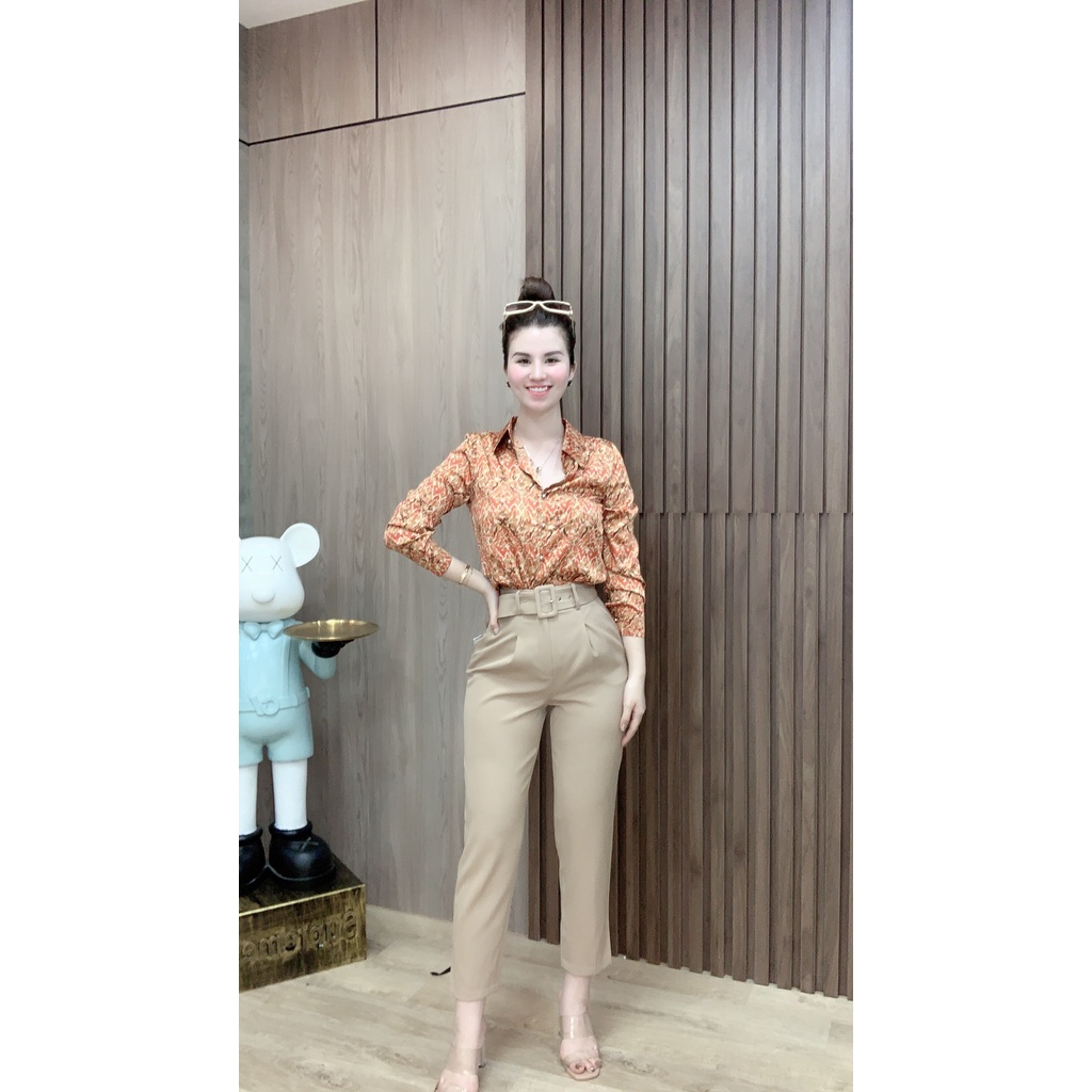 Quần baggy nữ Linbi màu đen kèm đai kiểu dáng thanh lịch, sang trọng Q3197