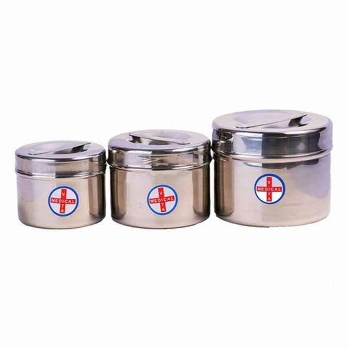 Hộp Inox tròn đựng bông gòn, hộp lưu mẫu đủ size