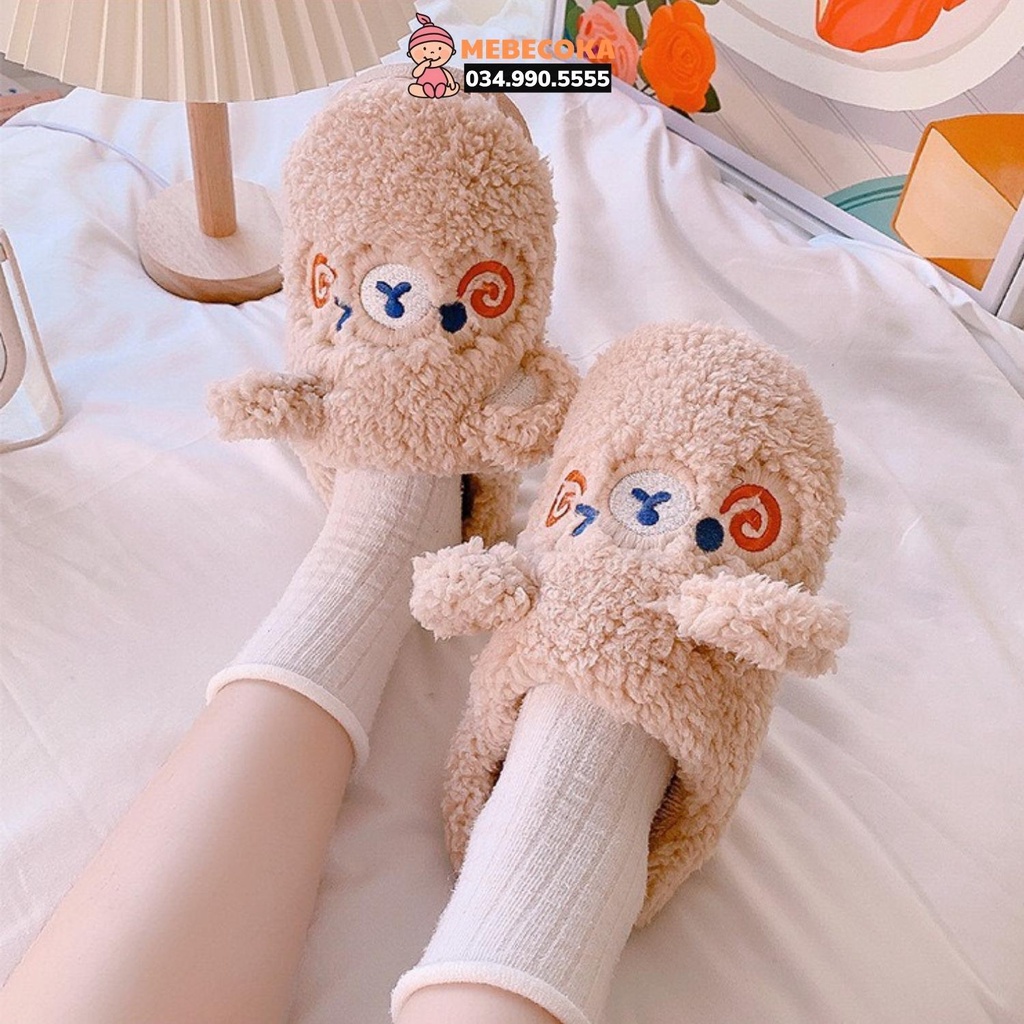 Dép Bông Gấu Xinh Xắn đi trong nhà, đi chơi ấm áp dễ thương